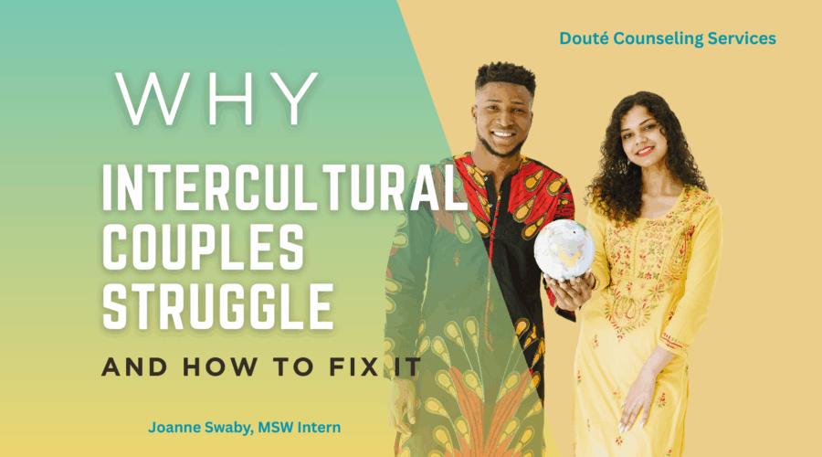 Intercultural couple facing relationship challenges and navigating cultural differences